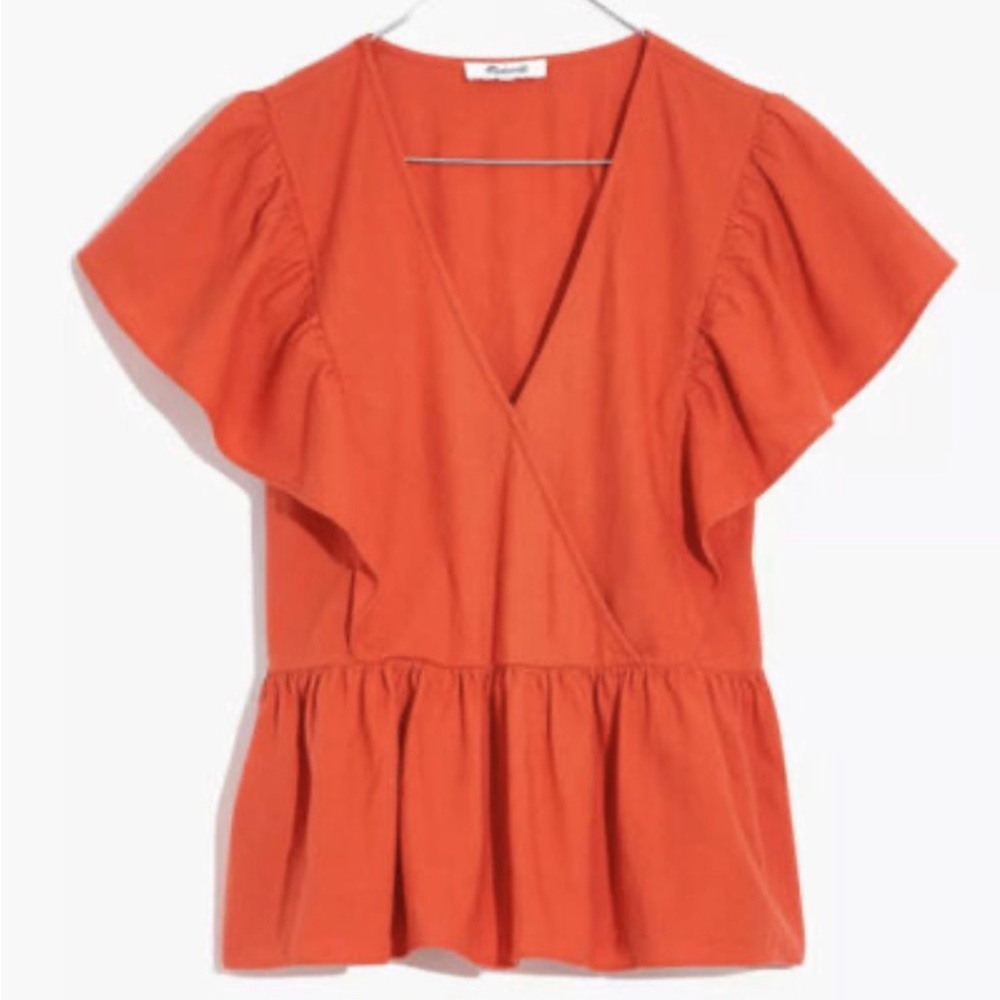 MADEWELL SMALL FLUTTER SLEEVE LINEN